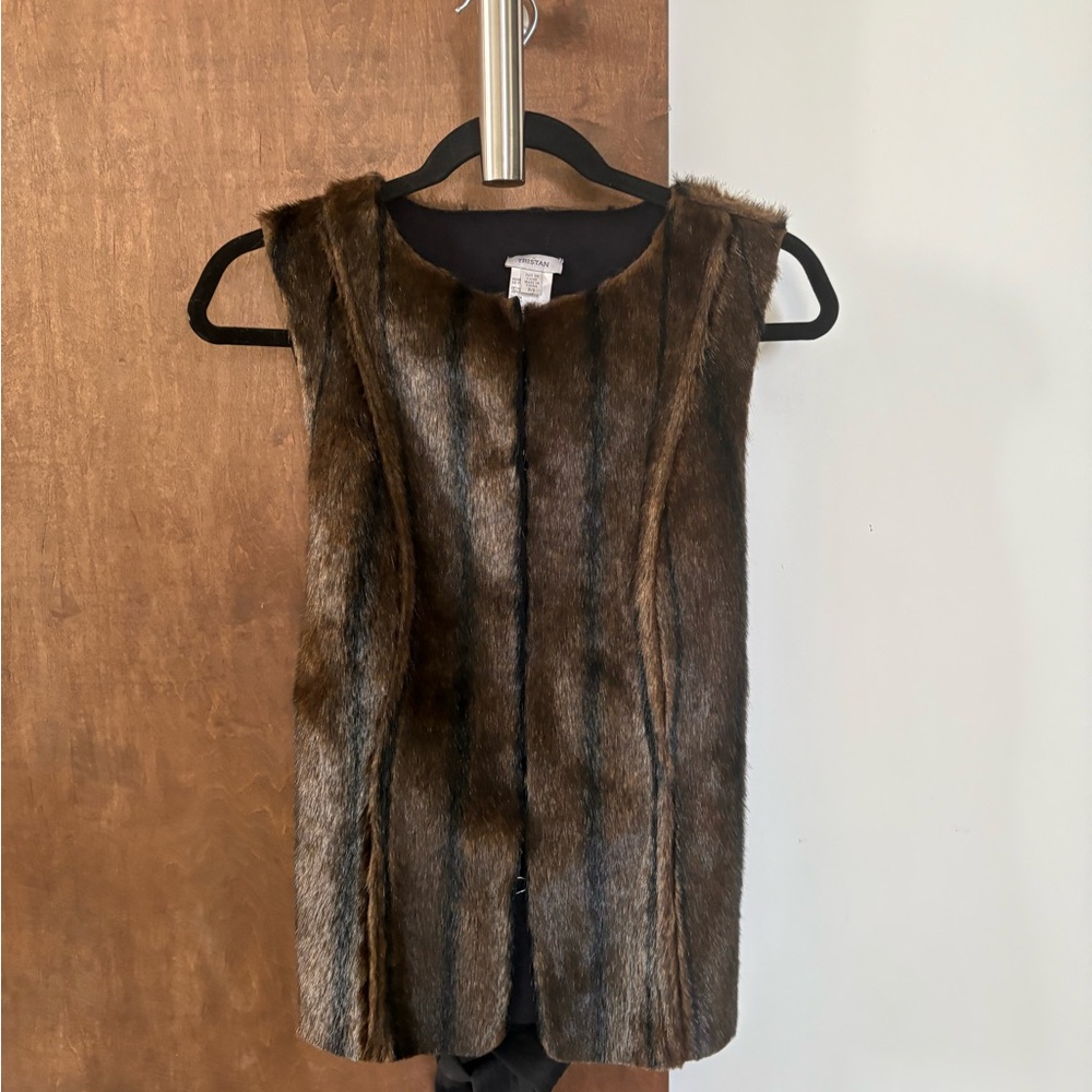 Tristan Dark Brown Faux Fur Vest